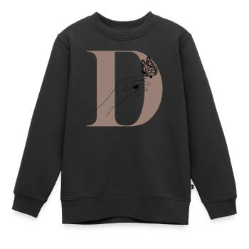 Magischer Schmetterlingsbuchstabe - Kinder Premium Organic Sweatshirt - Schwarz - Vorne - AI Model Kid Female (0cm)