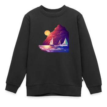 Sailing Sailboat Sailing Sailing Sailing Ship - Kids Premium Organic Sweatshirt - black - Front - AI Model Kid Female (0cm)
