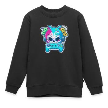 Skullhead Controller - Kids Premium Organic Sweatshirt - black - Front - AI Model Kid Female (0cm)