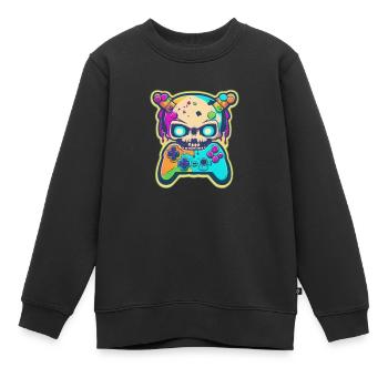 Skullhead Controller - Kids Premium Organic Sweatshirt - black - Front - AI Model Kid Female (0cm)
