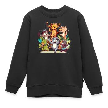 Les animaux en folie n°2 - Sweat Premium enfant bio - noir - Devant - AI Model Kid Female (0cm)
