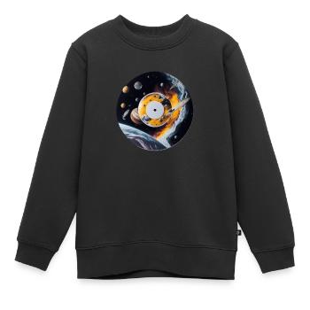 Vinyl Platte CD Retro Cool Universum - Kinder Premium Organic Sweatshirt - Schwarz - Vorne - AI Model Kid Female (0cm)