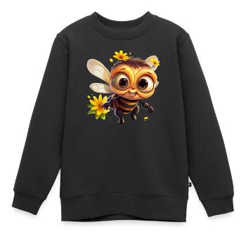 Drôle d’abeille mellifère - Sweat Premium enfant bio - noir - Devant - AI Model Kid Female (0cm)