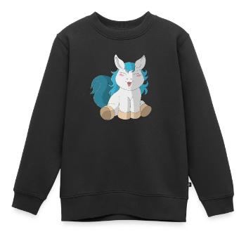 Kleines süßes Pferd / Pony (blau) - Kinder Premium Organic Sweatshirt - Schwarz - Vorne - AI Model Kid Female (0cm)