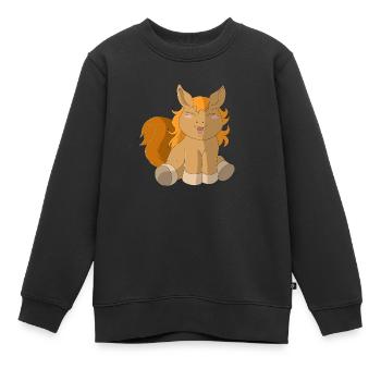 Kleines süßes Pferd / Pony (braun) - Kinder Premium Organic Sweatshirt - Schwarz - Vorne - AI Model Kid Female (0cm)