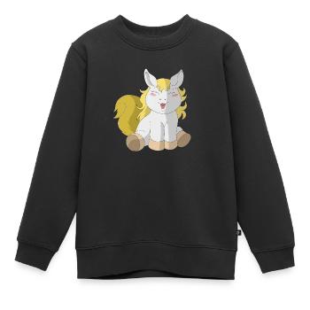 Kleines süßes Pferd / Pony (weiß-gelb) - Kinder Premium Organic Sweatshirt - Schwarz - Vorne - AI Model Kid Female (0cm)