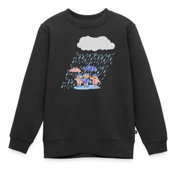 3 cute kids in the rain - Kids Premium Organic Sweatshirt - black - Front - AI Model Kid Female (0cm)