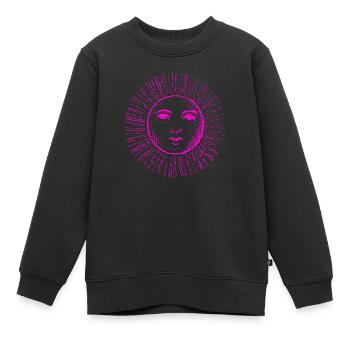 sonne gesicht spirit neon sonnengott liebe - Kinder Premium Organic Sweatshirt - Schwarz - Vorne - AI Model Kid Female (0cm)