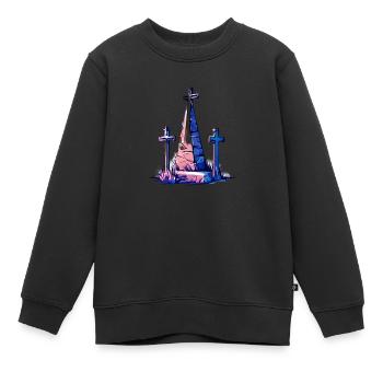 Tombe 3 croix - Sweat Premium enfant bio - noir - Devant - AI Model Kid Female (0cm)