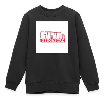 Singapour - Sweat Premium enfant bio - noir - Devant - AI Model Kid Female (0cm)