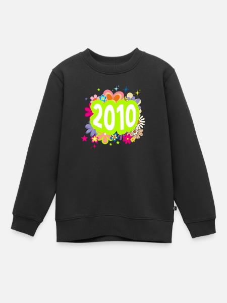 Année 2010 anniversaire Groovy floral - Sweat Premium enfant bio - noir