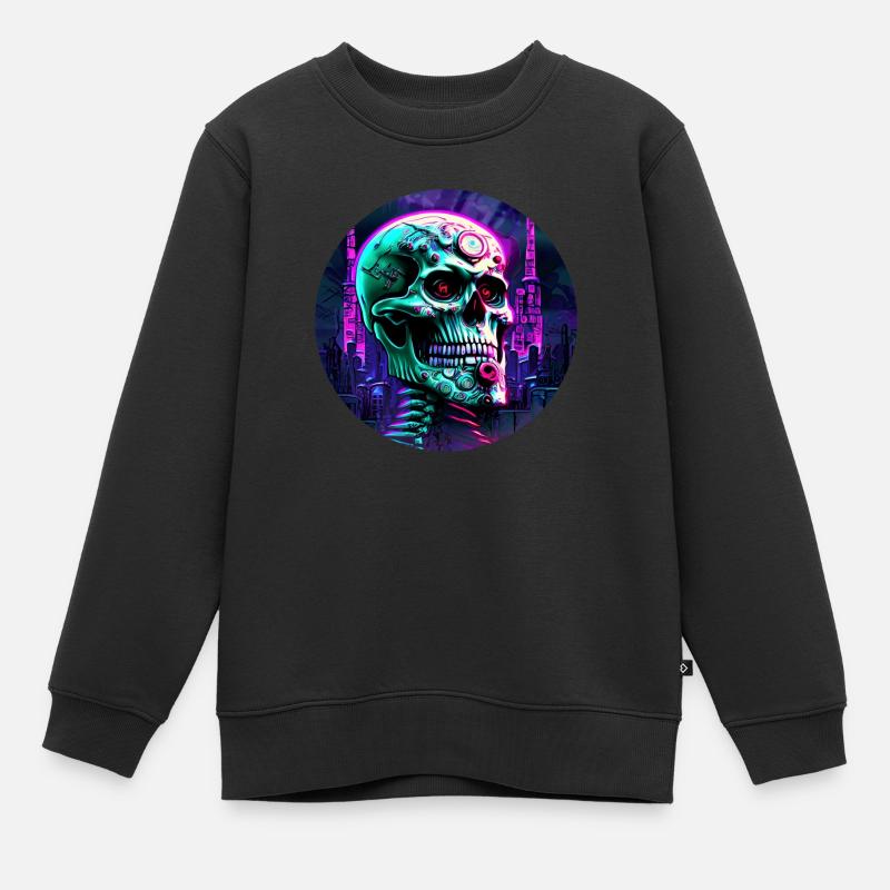 Crâne cyberpunk - Sweat Premium enfant bio - noir
