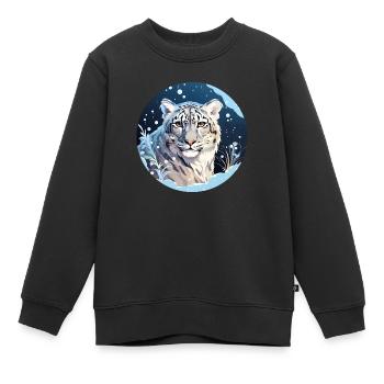 Léopard des neiges - Sweat Premium enfant bio - noir - Devant - AI Model Kid Female (0cm)