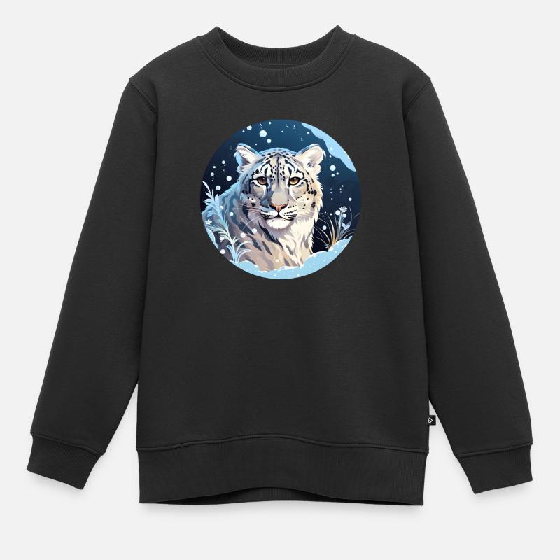Schneeleopard - Kinder Premium Organic Sweatshirt - Schwarz