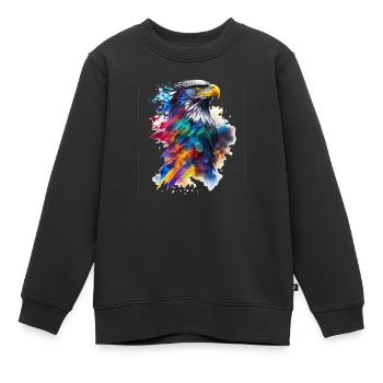 Aquarelle Adler - Sweat Premium enfant bio - noir - Devant - AI Model Kid Female (0cm)
