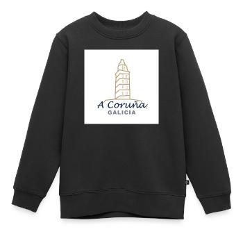 La Corogne - Sweat Premium enfant bio - noir - Devant - AI Model Kid Female (0cm)