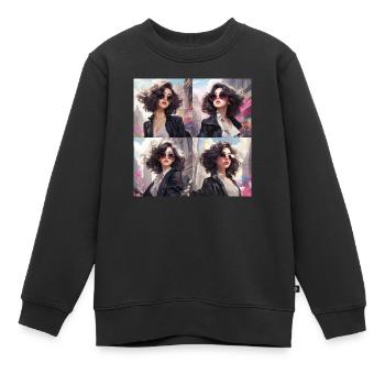 japani girl comic - Kinder Premium Organic Sweatshirt - Schwarz - Vorne - AI Model Kid Female (0cm)