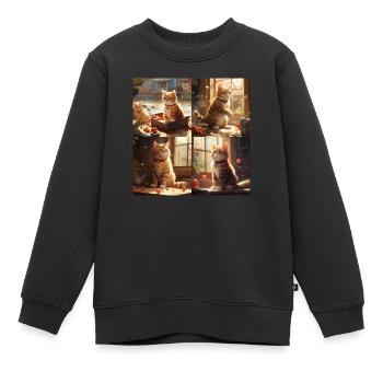Sweet Cat - Kinder Premium Organic Sweatshirt - Schwarz - Vorne - AI Model Kid Female (0cm)