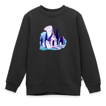 Cimetière, tombes, tombes, mausolée - Sweat Premium enfant bio - noir - Devant - AI Model Kid Female (0cm)