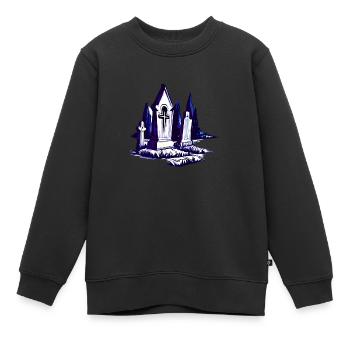 Friedhof Gräber Grabsteine - Kinder Premium Organic Sweatshirt - Schwarz - Vorne - AI Model Kid Female (0cm)