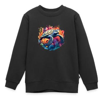Lebendige Meeresschildkröte - Kinder Premium Organic Sweatshirt - Schwarz - Vorne - AI Model Kid Female (0cm)