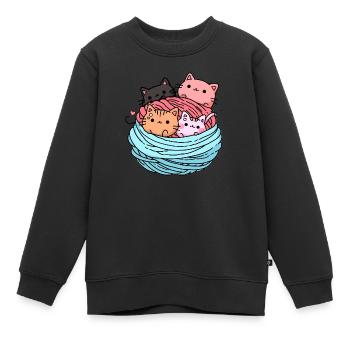 Kawaii Katzen spielen mit Garnball - Kinder Premium Organic Sweatshirt - Schwarz - Vorne - AI Model Kid Female (0cm)