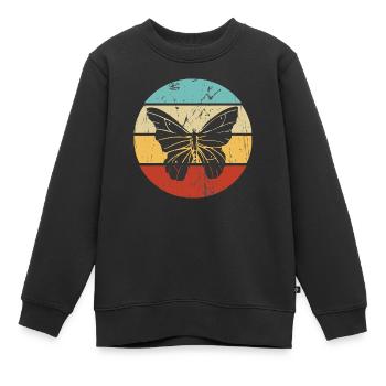 Conception de papillon Vinntage - Sweat Premium enfant bio - noir - Devant - AI Model Kid Female (0cm)