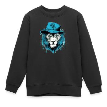 Bügeln Sie den Blauen Löwen - Kinder Premium Organic Sweatshirt - Schwarz - Vorne - AI Model Kid Female (0cm)