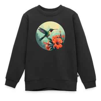 Colibri flottant - Sweat Premium enfant bio - noir - Devant - AI Model Kid Female (0cm)