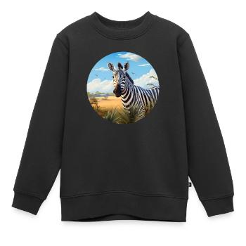 Zebra in Savanne - Kinder Premium Organic Sweatshirt - Schwarz - Vorne - AI Model Kid Female (0cm)
