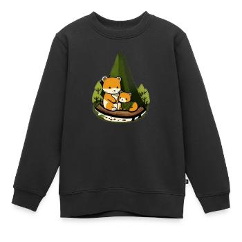 Famille d’animaux mignons câlinés sur fond de forêt - Sweat Premium enfant bio - noir - Devant - AI Model Kid Female (0cm)