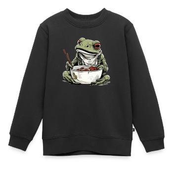 Kriko le crapaud gourmand - Sweat Premium enfant bio - noir - Devant - AI Model Kid Female (0cm)
