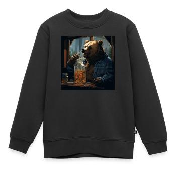 Lustighausen - Comic Style Bear - Kinder Premium Organic Sweatshirt - Schwarz - Vorne - AI Model Kid Female (0cm)