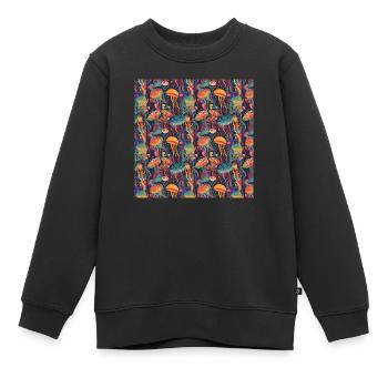 Qualle Nahtloses Muster Meeresleben Ozean Aquatisch - Kinder Premium Organic Sweatshirt - Schwarz - Vorne - AI Model Kid Female (0cm)