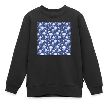 Qualle Nahtloses Muster Meeresleben Ozean Aquatisch - Kinder Premium Organic Sweatshirt - Schwarz - Vorne - AI Model Kid Female (0cm)