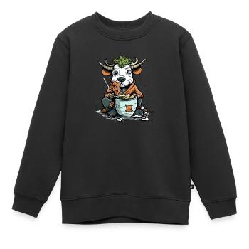 Kiko le taureau gourmand - Sweat Premium enfant bio - noir - Devant - AI Model Kid Female (0cm)