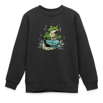 Miki la grenouille gourmande - Sweat Premium enfant bio - noir - Devant - AI Model Kid Female (0cm)