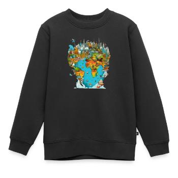 Les monuments du monde n°3 - Sweat Premium enfant bio - noir - Devant - AI Model Kid Female (0cm)