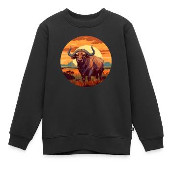 Afrikanischer Büffel - Kinder Premium Organic Sweatshirt - Schwarz - Vorne - AI Model Kid Female (0cm)