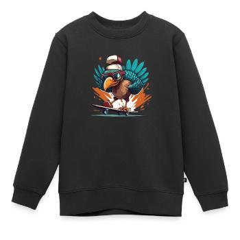 Turk-Skateboarding - Kids Premium Organic Sweatshirt - black - Front - AI Model Kid Female (0cm)