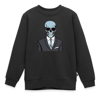 Squelette habillé pointu - Sweat Premium enfant bio - noir - Devant - AI Model Kid Female (0cm)