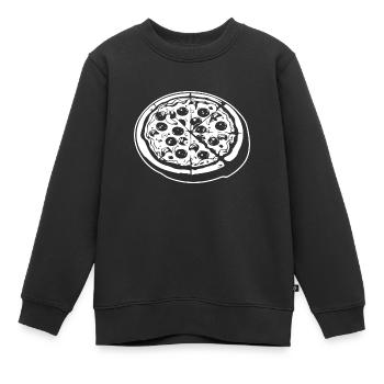Pizza Restauration rapide Pizzeria - Sweat Premium enfant bio - noir - Devant - AI Model Kid Female (0cm)