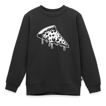 Pizza Restauration rapide Pizzeria - Sweat Premium enfant bio - noir - Devant - AI Model Kid Female (0cm)