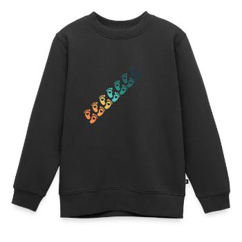 empreinte pieds bébé vintage - Sweat Premium enfant bio - noir - Devant - AI Model Kid Female (0cm)