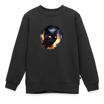 Schwarze Katze - Kinder Premium Organic Sweatshirt - Schwarz - Vorne - AI Model Kid Female (0cm)