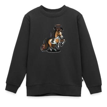 Dressurpferd - Kinder Premium Organic Sweatshirt - Schwarz - Vorne - AI Model Kid Female (0cm)