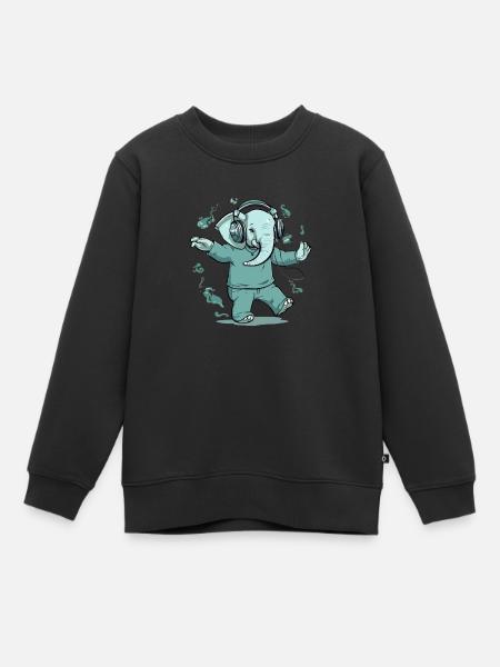 Bambo der tanzende Elefant - Kinder Premium Organic Sweatshirt - Schwarz