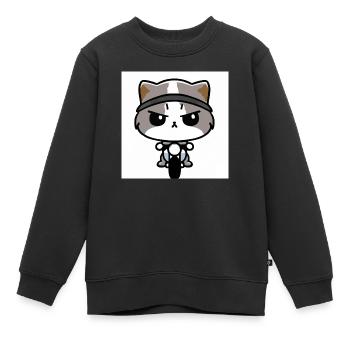 Cat Biker, Moto, Art moderne - Sweat Premium enfant bio - noir - Devant - AI Model Kid Female (0cm)