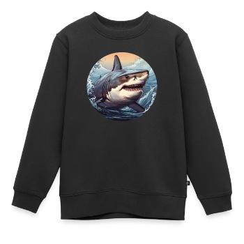 Weißer Hai - Kinder Premium Organic Sweatshirt - Schwarz - Vorne - AI Model Kid Female (0cm)