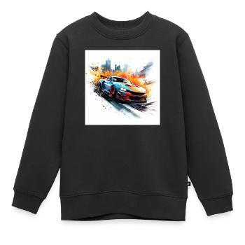 Besoin d’art de jeu de vitesse, orange et bleu - Sweat Premium enfant bio - noir - Devant - AI Model Kid Female (0cm)